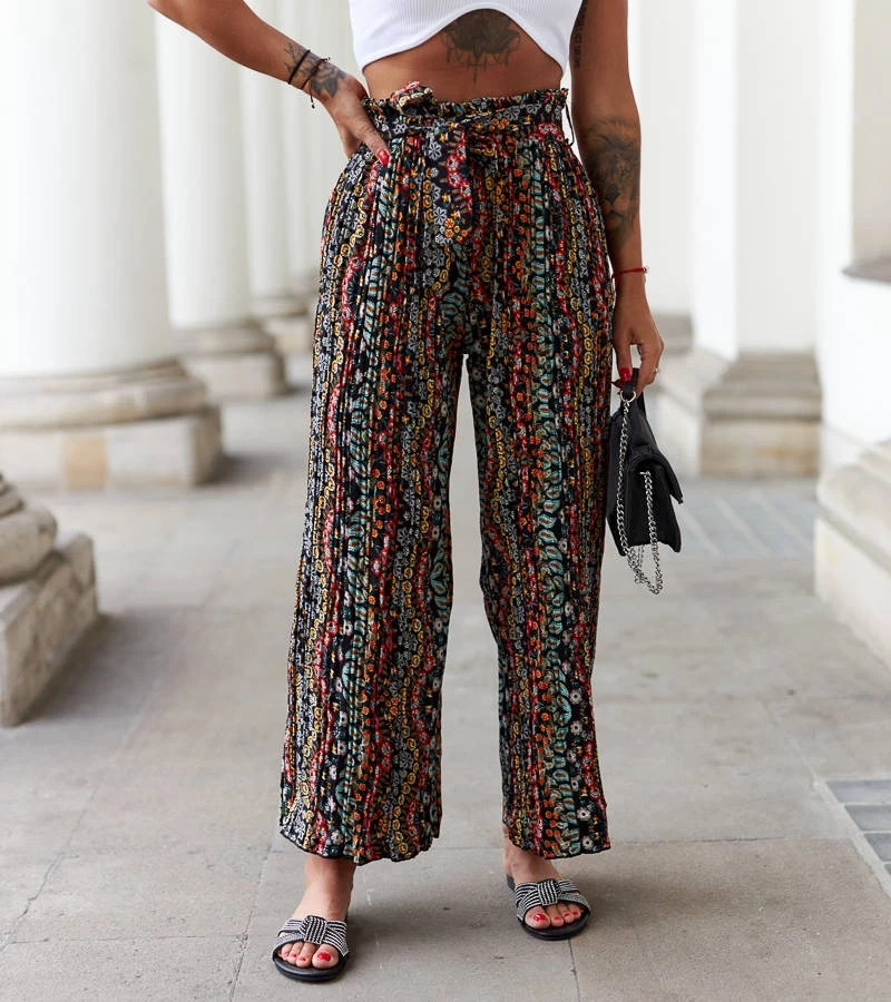 Čierne široké plisované nohavice Archimede