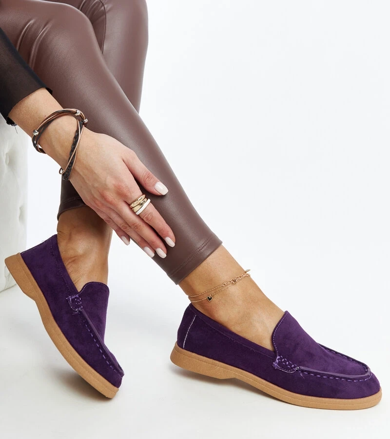 Fialové semišové poltopánky Rumay