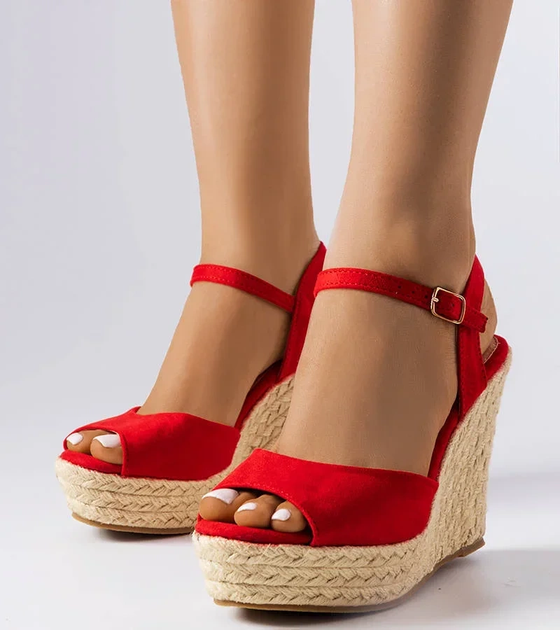 Červené espadrilky na platformách od Cécile