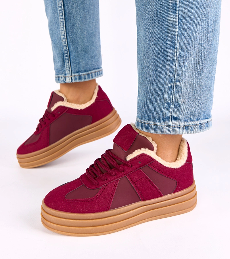 Bordové zateplené tenisky s kožušinkou Kelsi