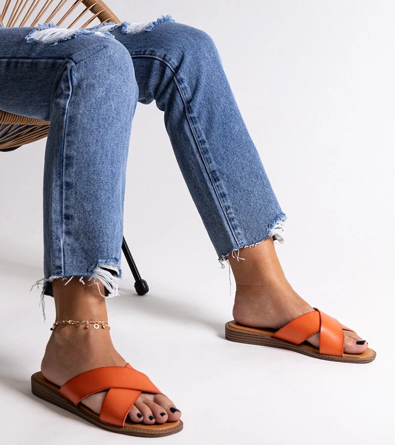 Oranžové žabky z eco kože Klementyna