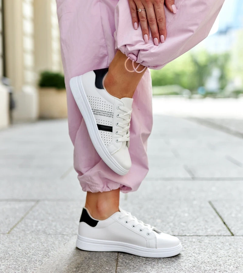 Biela-čierne tenisky z eko kože Berdine