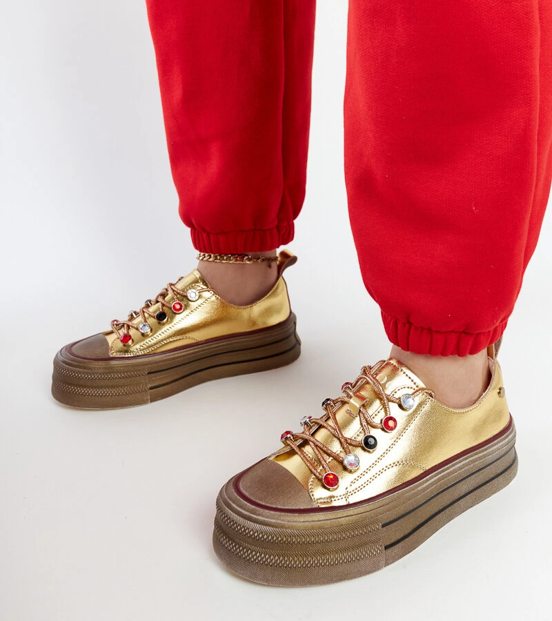 Zlaté tenisky na platforme GOE NN2N4055