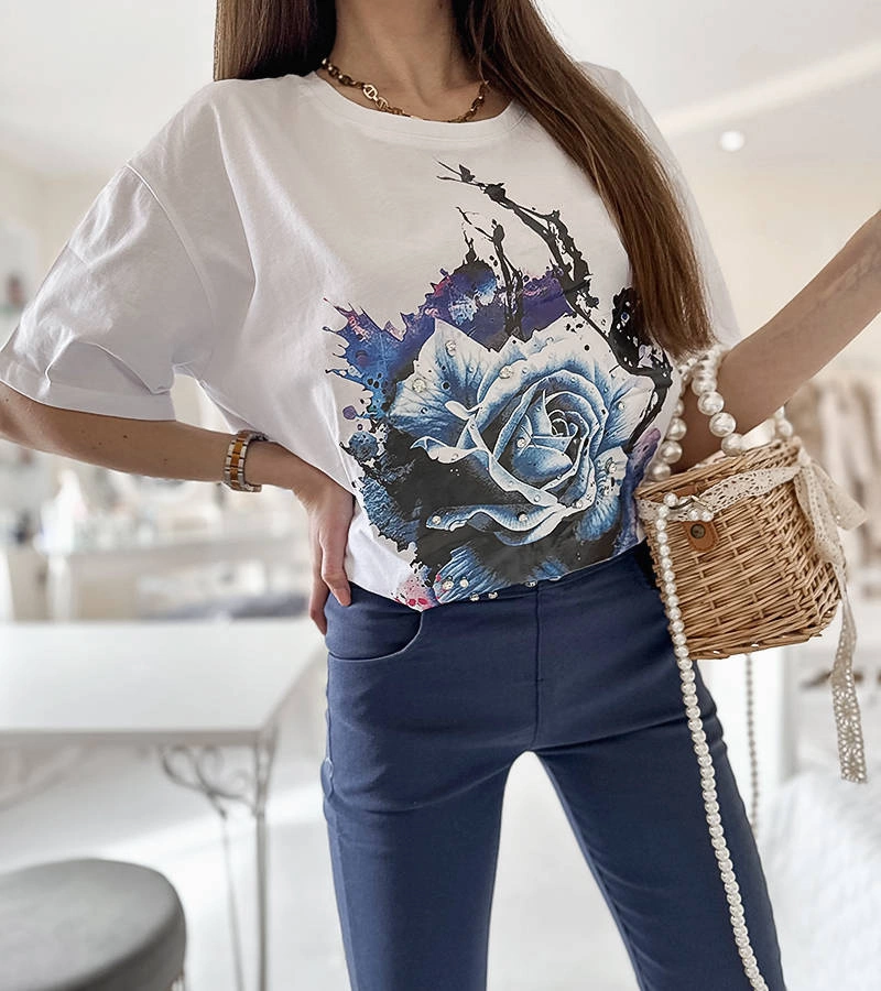 Biele tričko voľného strihu Mouet