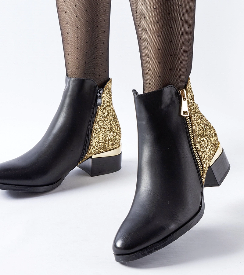 Čierne zateplené členkové čižmy s ozdobným zadkom Olindo