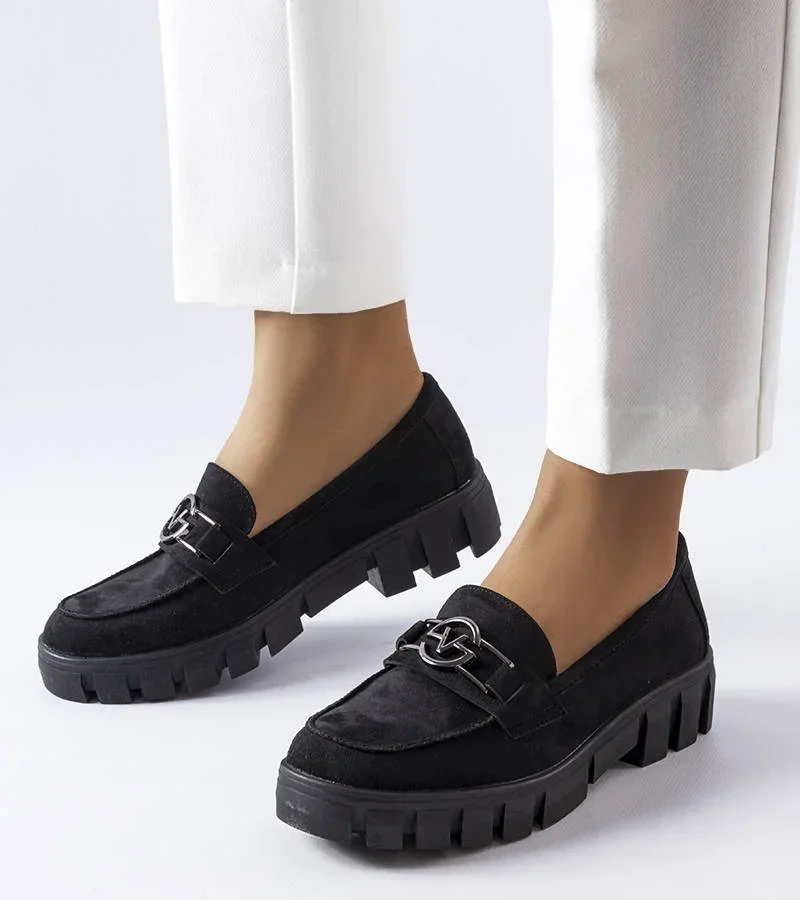 Čierne mokasíny z eko-semišu Vinceza