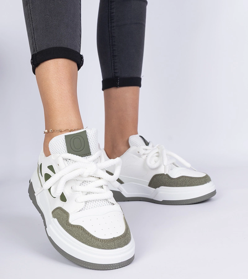 Zelené dámske tenisky s masívnymi šnúrkami Alpacco