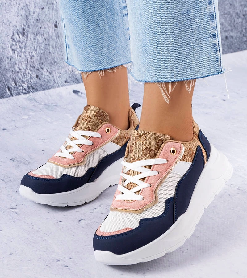 Námornícke modré tenisky so zlatými vložkami Lebrun