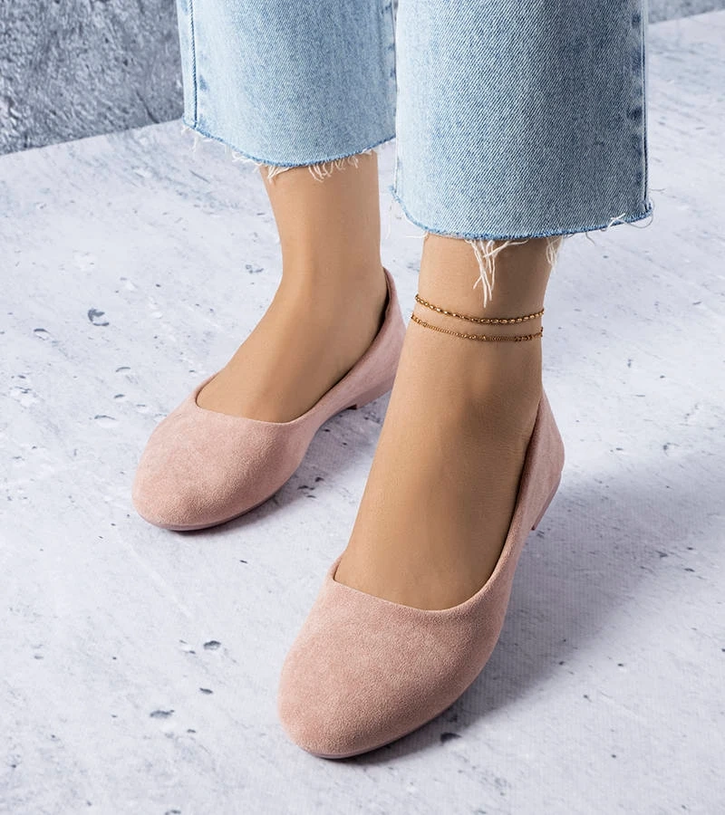 Ružové balerínky s koženou stielkou Lespérance