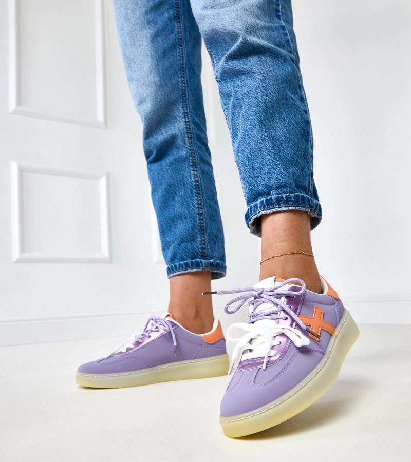 Fialové tenisky na platforme s oranžovou vložkou Eriksen