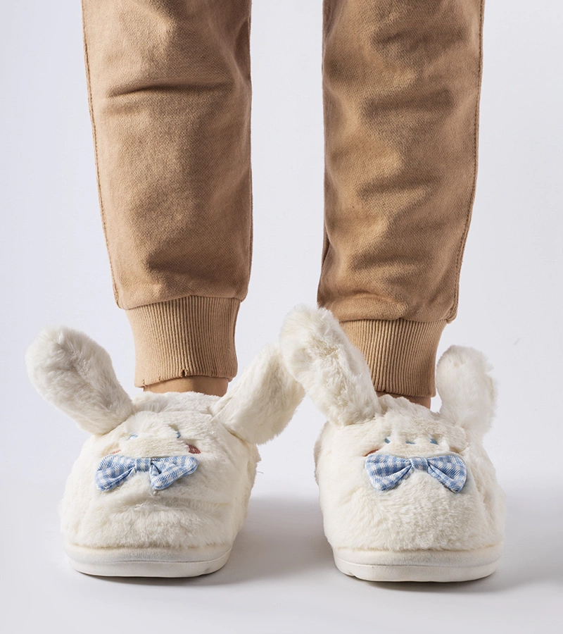 Biela papučky s ušami a mašličkou Bruna