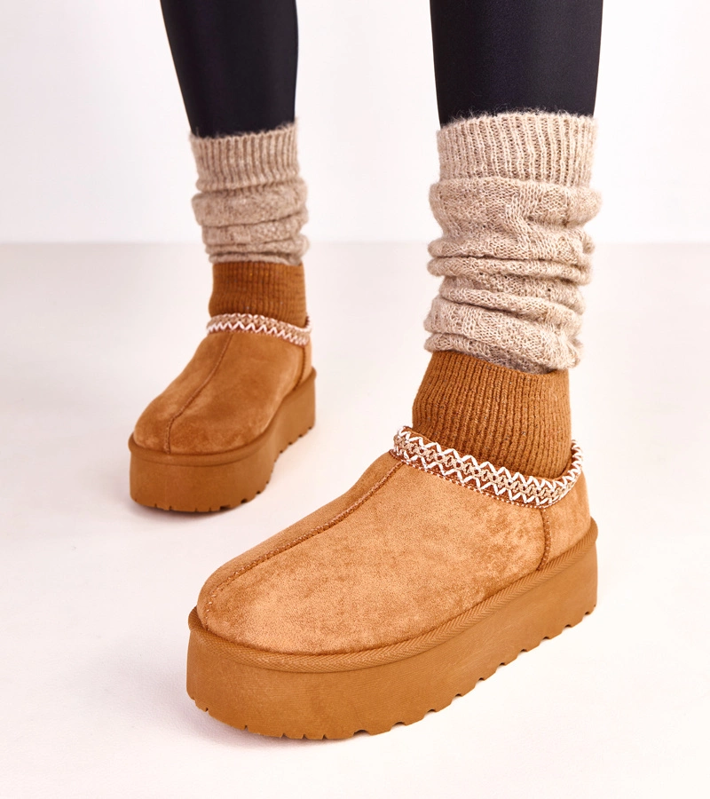 Hnedé nízke snehule s ponožkovým zvrškom Bernica