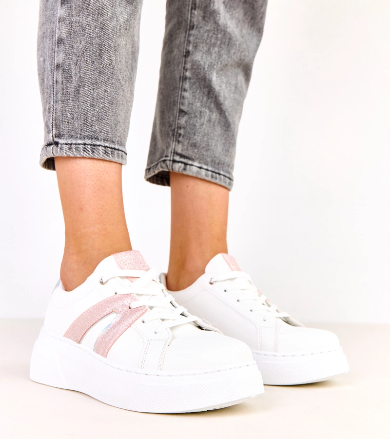 Biele tenisky na platforme s trblietavým akcentom Jeromi