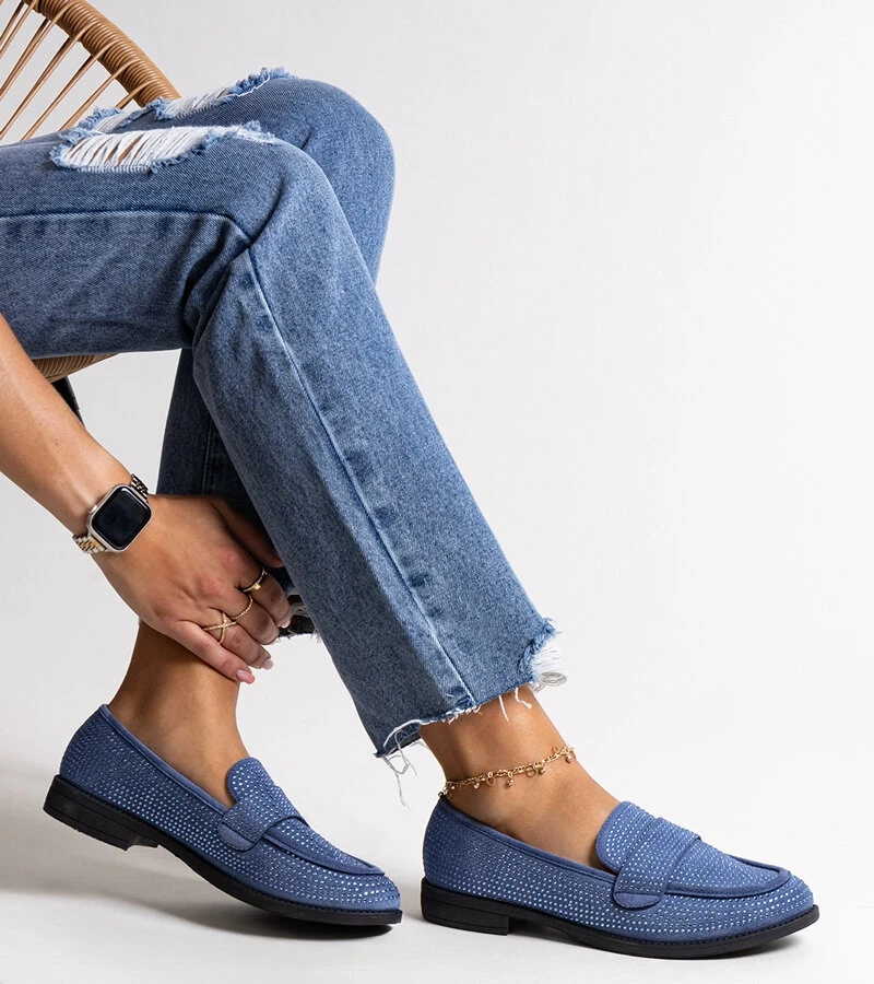 Modré mokasíny s kryštálmi od Mogha