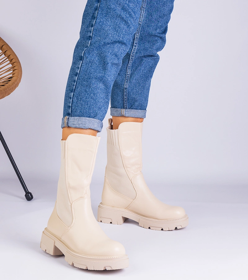 Béžové členkové topánky s textilnou vsadkou Santorini