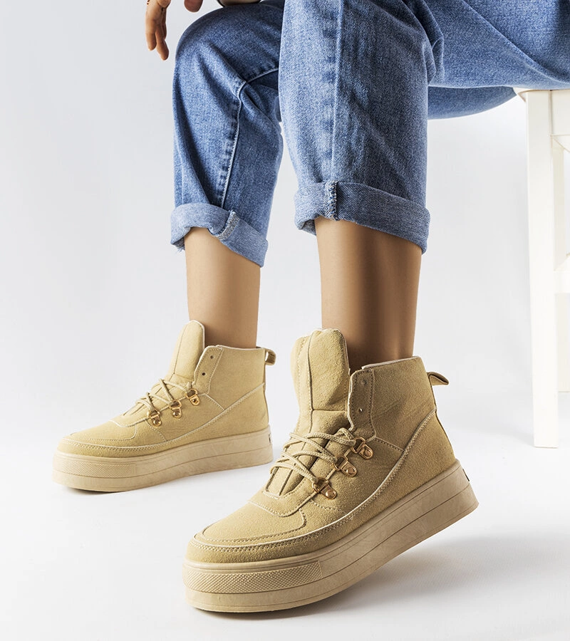 Béžové šnurovacie topánky na platforme od spoločnosti Jolin