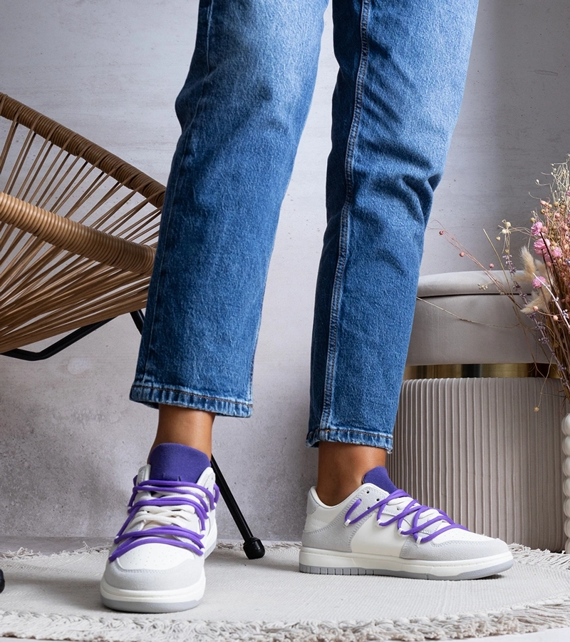 Sivé tenisky s fialovými šnúrkami Arcobaleno