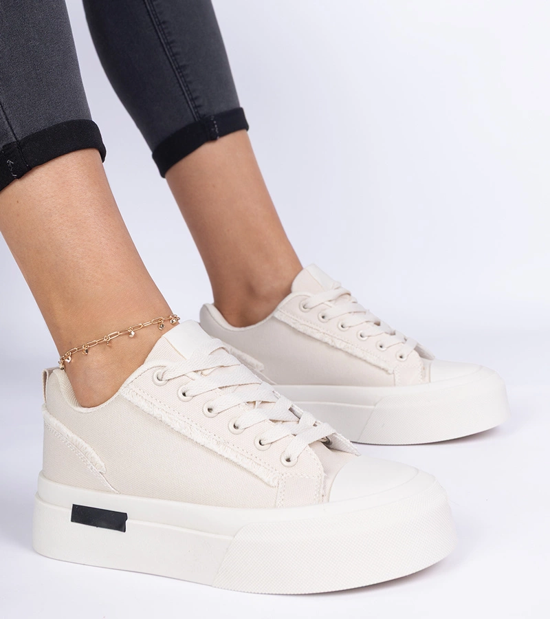 Béžové dámske plátenné tenisky na platforme Verinos