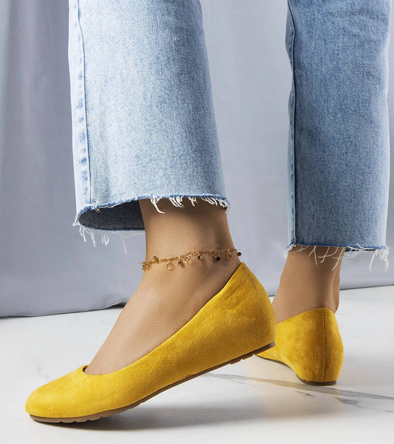 Žlté baleríny Sylvia na nízkom podpätku