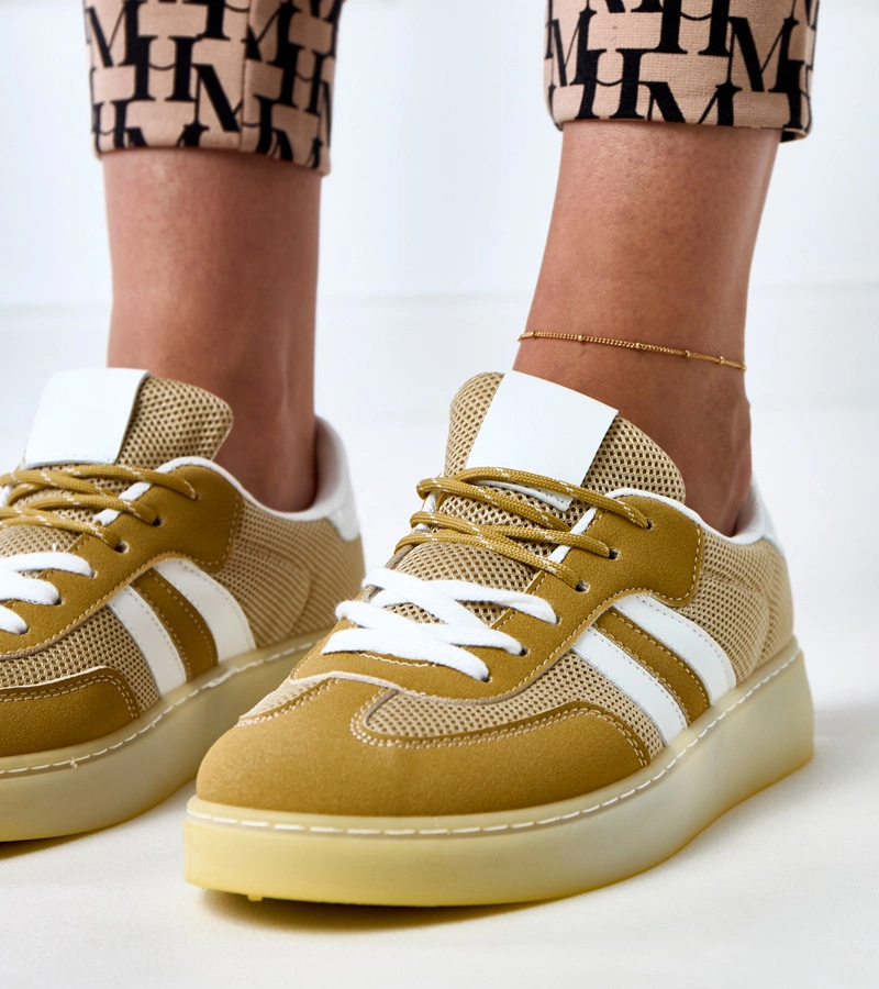 Žlté sieťované tenisky s bielou vložkou Weka