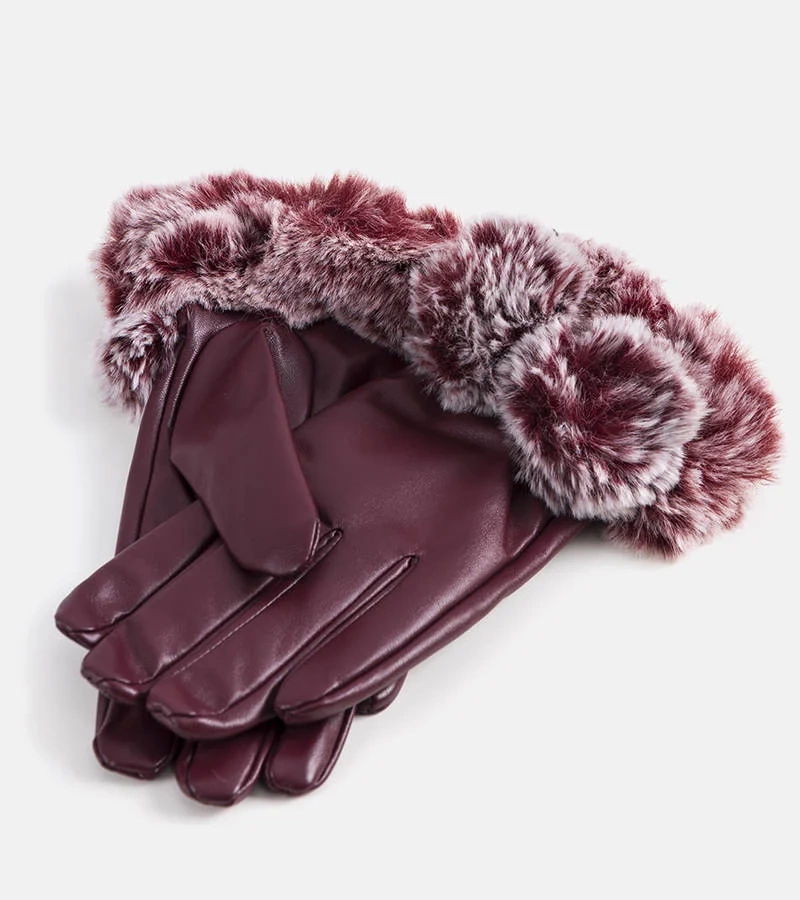 Bordové izolované rukavice s pražským pozlátkom