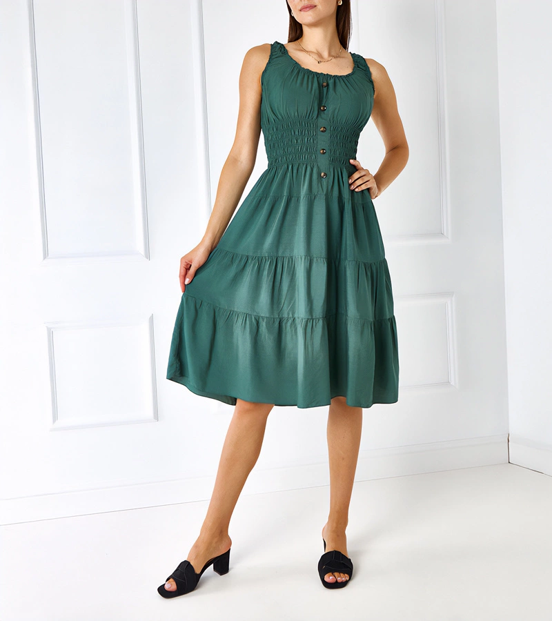 Zelené šaty na ramienkach Masaew