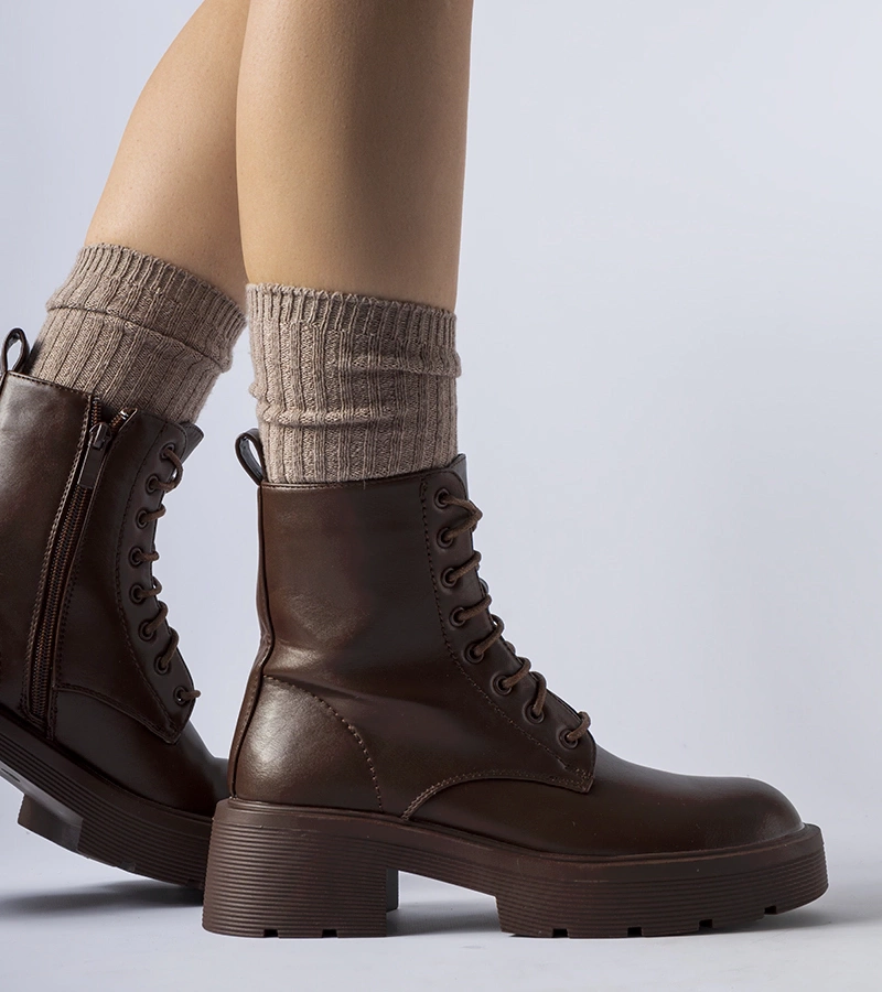 Hnedé zateplené čižmy s hrubou podrážkou Cirillo