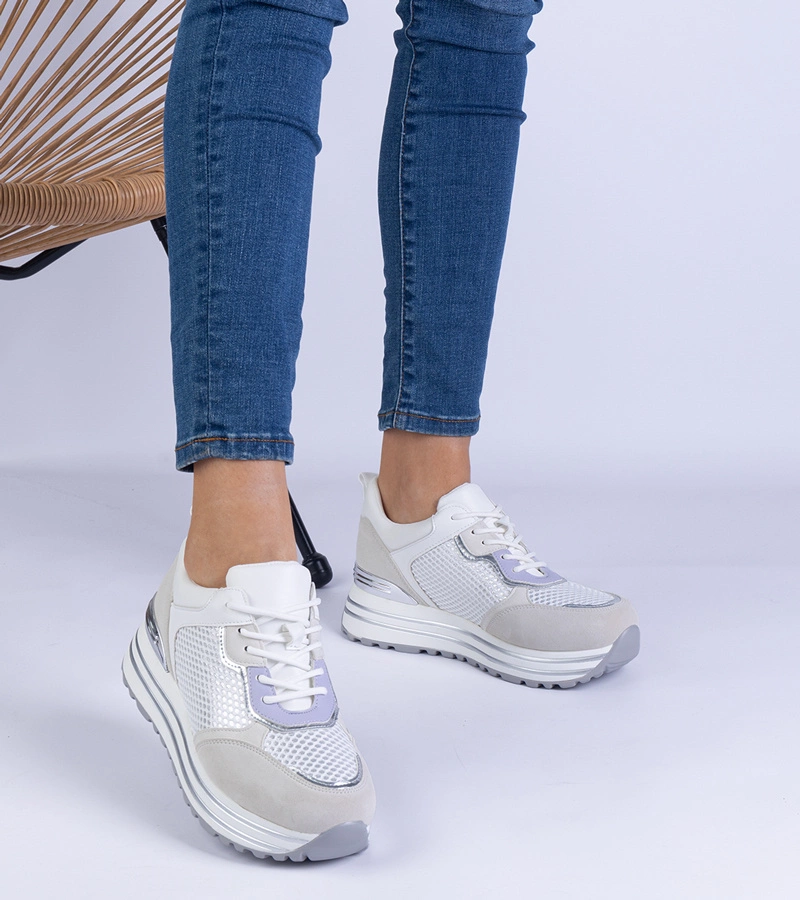 Biele dámske tenisky s metalickou vložkou Medison