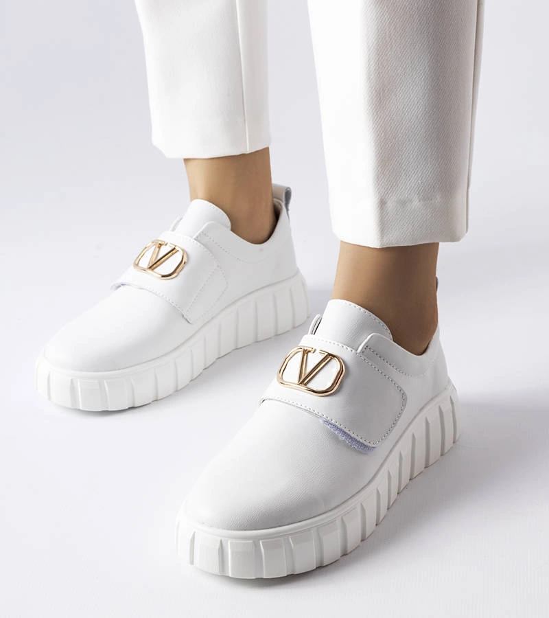 Biele tenisky na suchý zips značky Vinceza