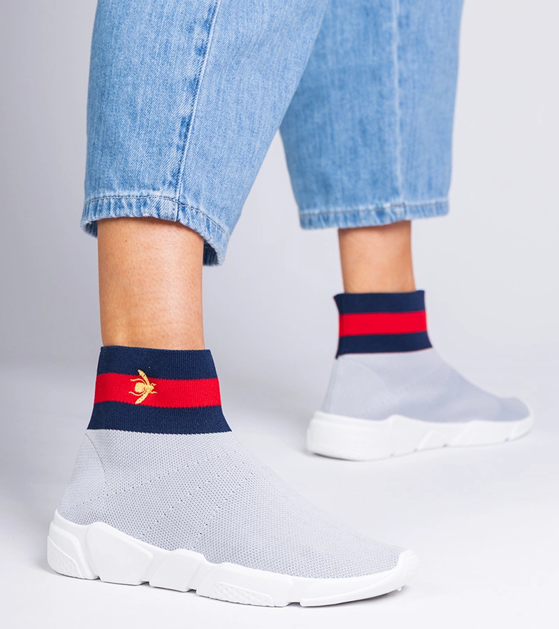 Sivé športové tenisky s ponožkovým zvrškom Pikola