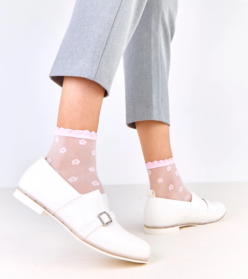 Dámske biele poltopánky s koženou vložkou Klensi