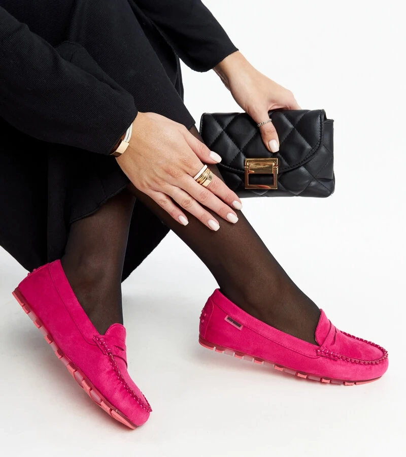 Tmavoružové semišové mokasíny Nafisah