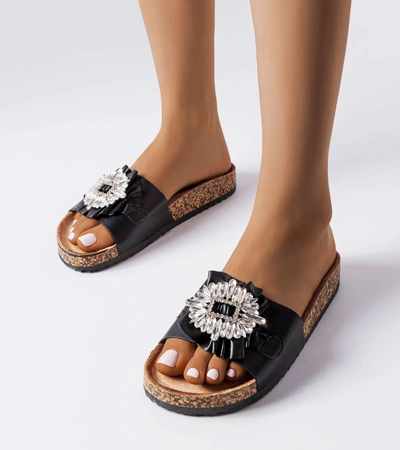 Čierne žabky na korkovej podrážke Roy