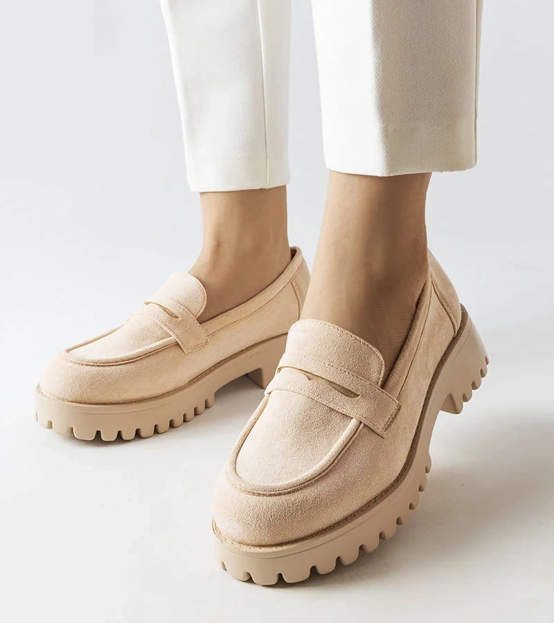 Béžové semišové poltopánky Dina