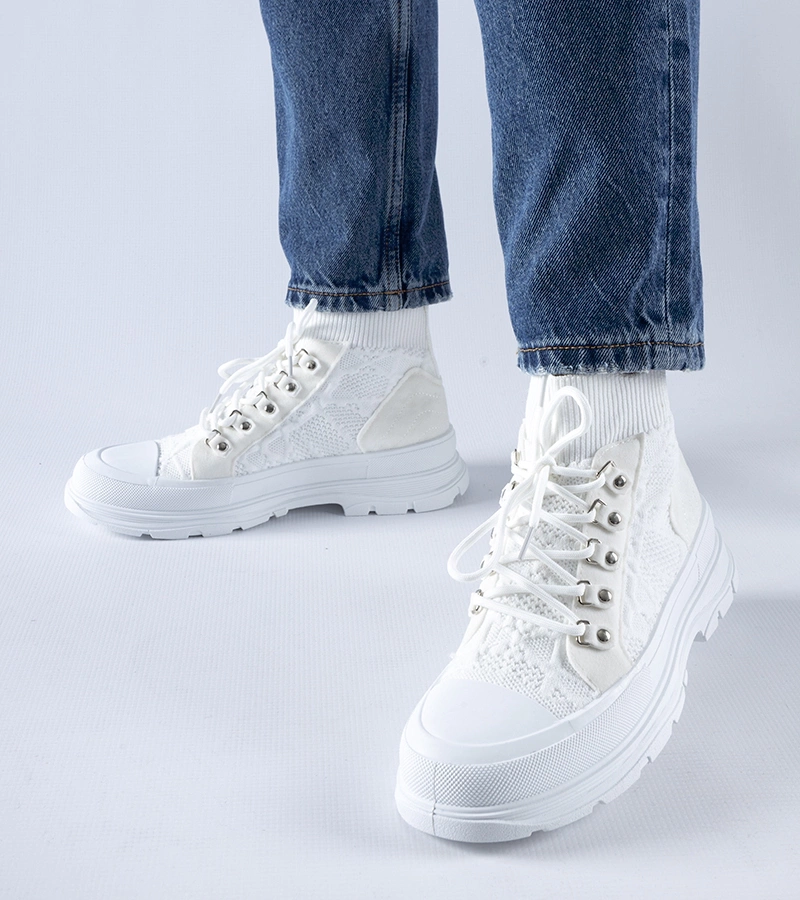 Biela vysoká textilná obuv Casalma