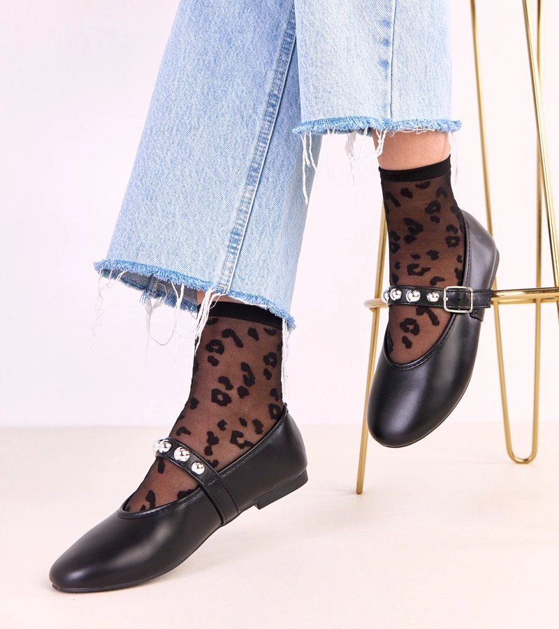 Čierne baleríny s ozdobnou prackou Faira