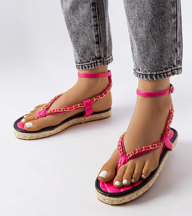 Ružové sandále Varieur zdobené reťazou