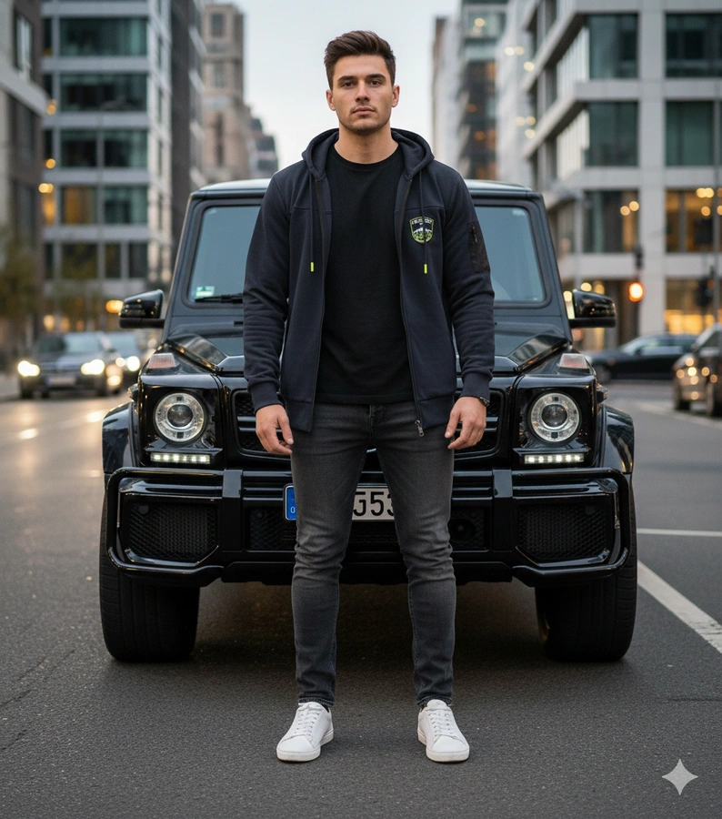 Pánska tmavomodrá mikina Labrosse s kapucňou