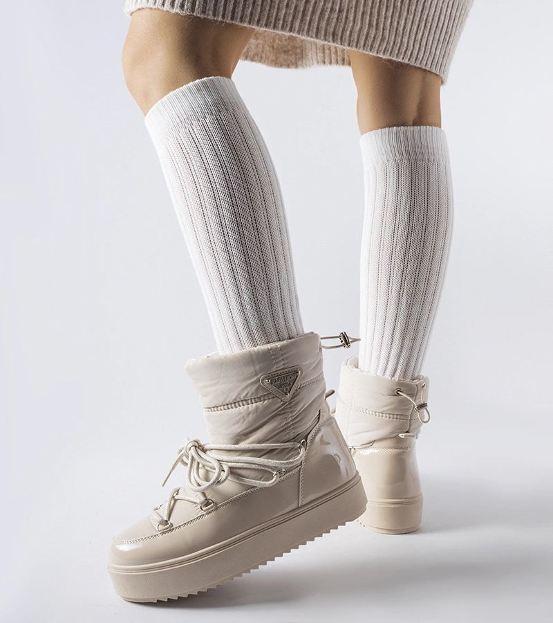 Hnedé zateplené snehule s elastickou gumičkou Oslavia