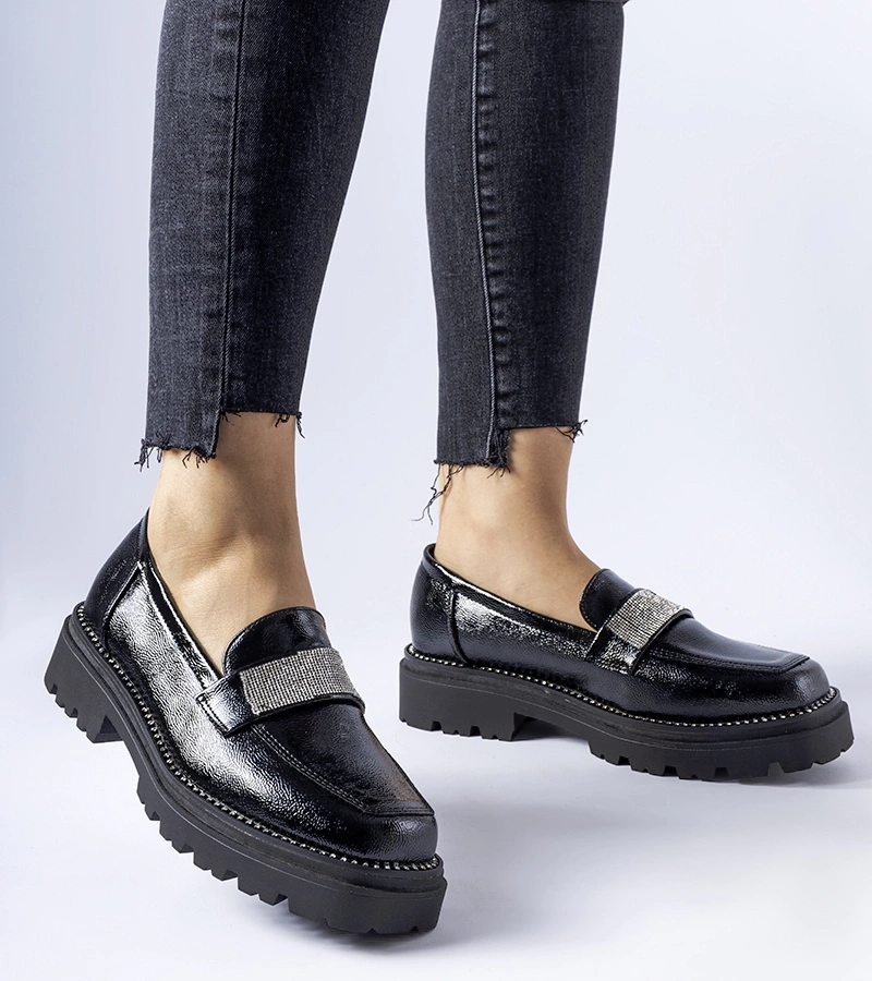 Čierne lakované mokasíny Fecteau