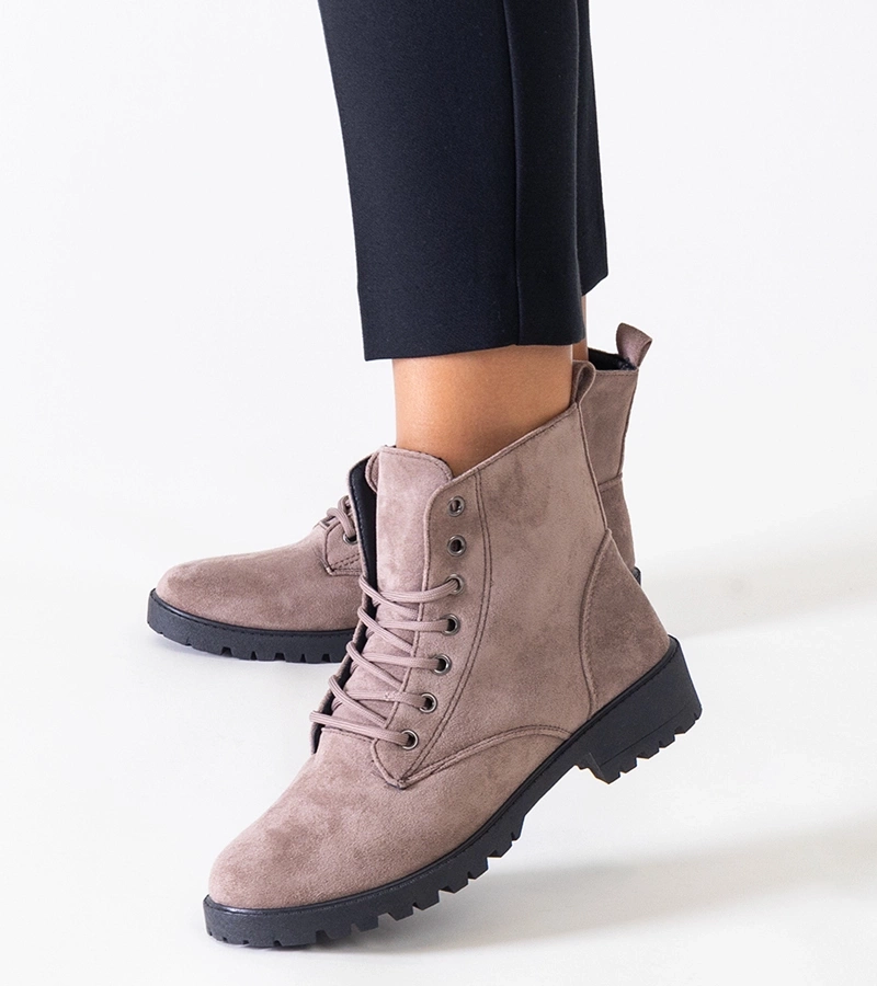 Hnedé eko-zamszové botky na platforme Barosa.