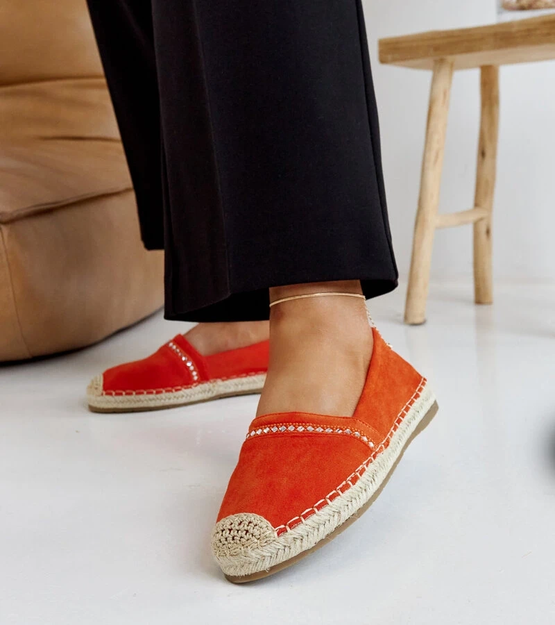Oranžové espadrilky s kryštálmi Abia