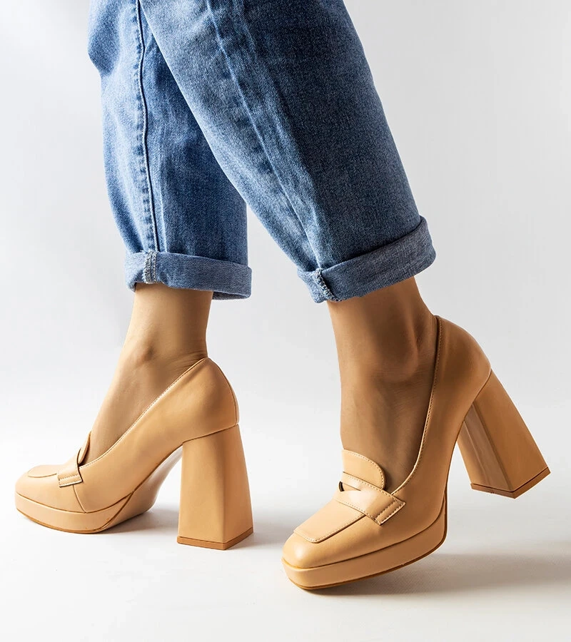 Béžové lodičky na vysokom podpätku Inès