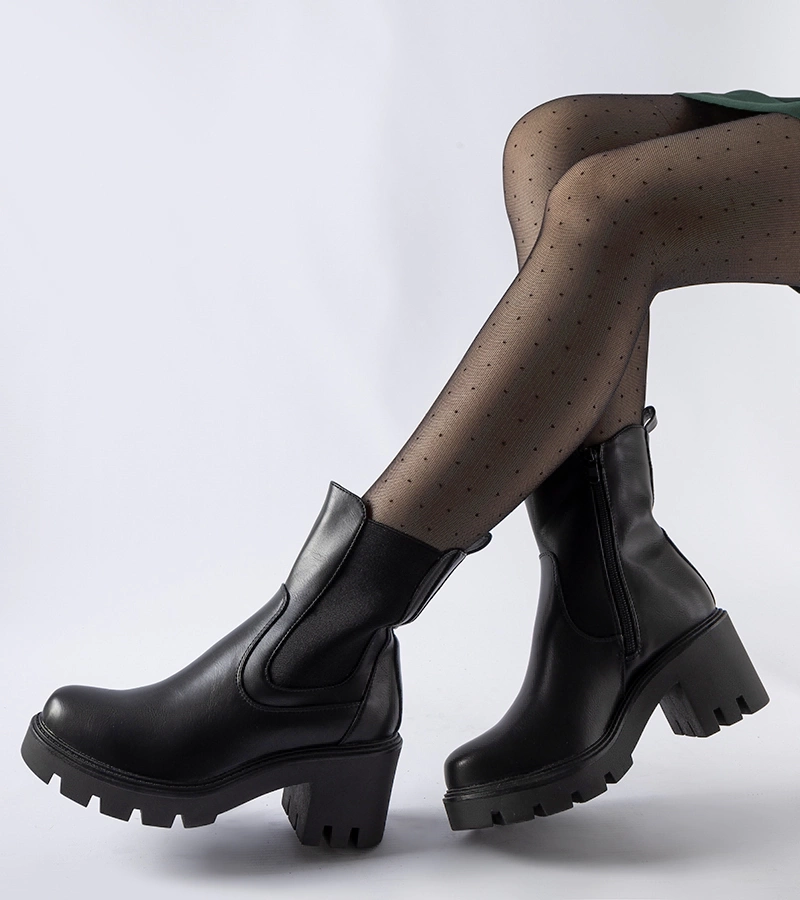 Čierne zateplené čižmy na podpätku Hattiesburg