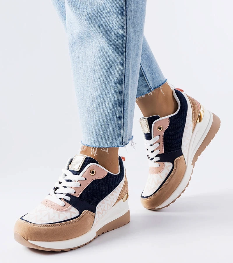 Béžové a tmavomodré tenisky Mireault