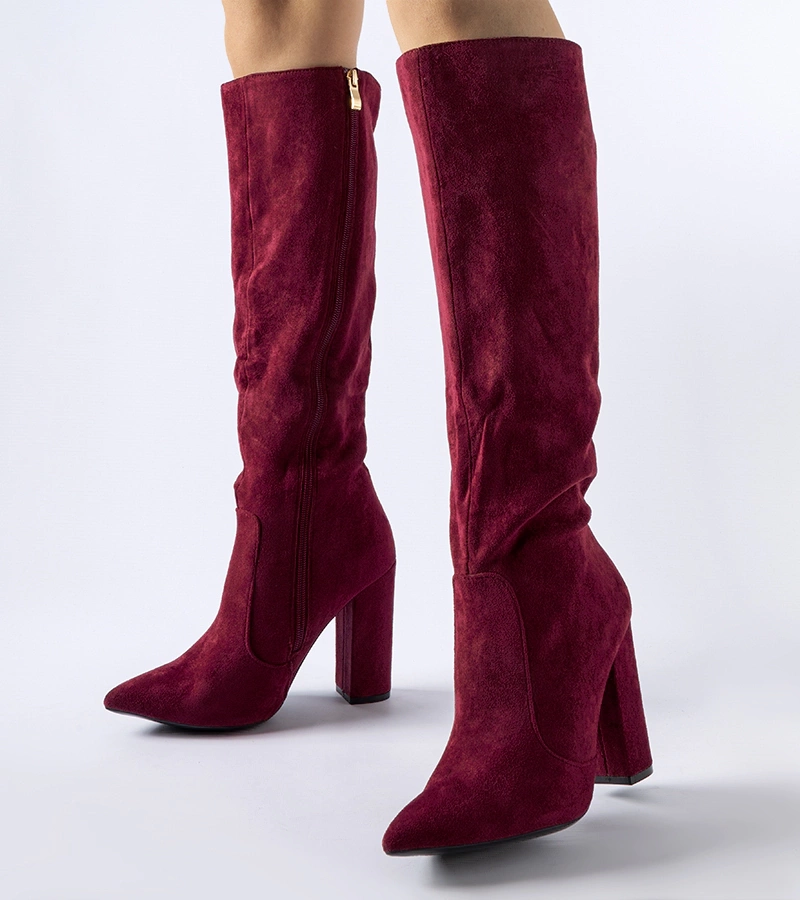 Bordové čižmy na podpätku Cinq-Mars