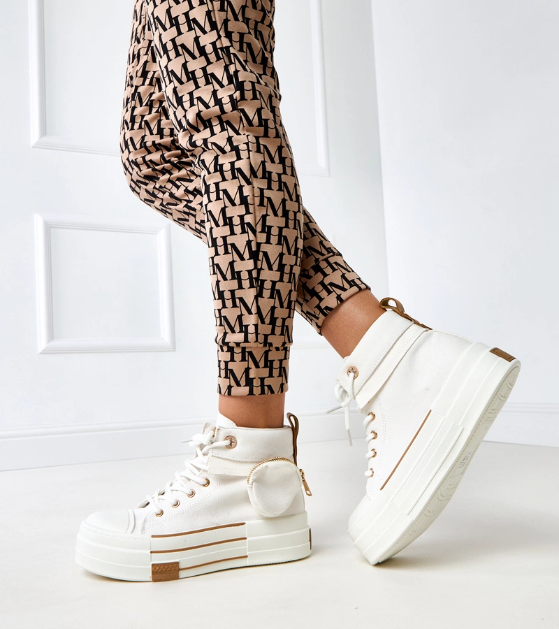 Biele vysoké tenisky na platforme s kapsičkou Yaren