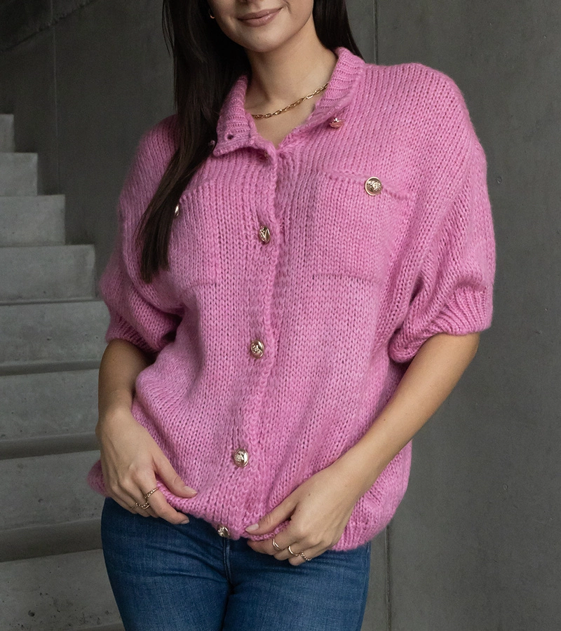 Mäkký tmavoružový sveter s krátkym rukávom Shela