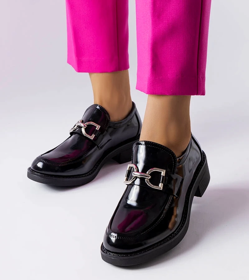 Čierne lakované mokasíny Charline