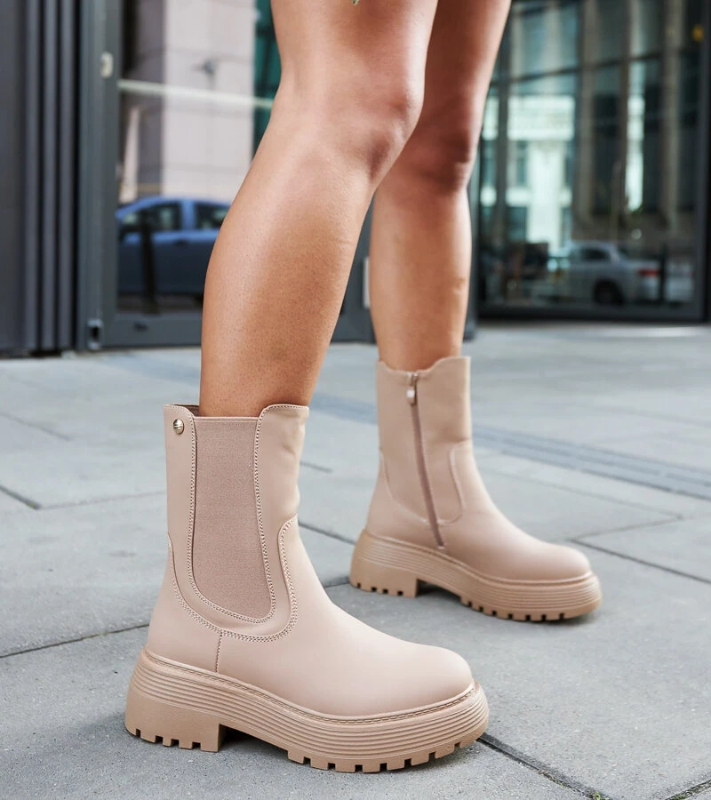 Beige zateplené čižmy na platforme Rinaldo